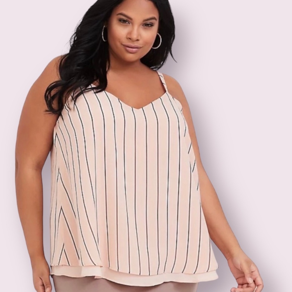 Striped Pink V-Neck Spaghetti Strap Tank Top